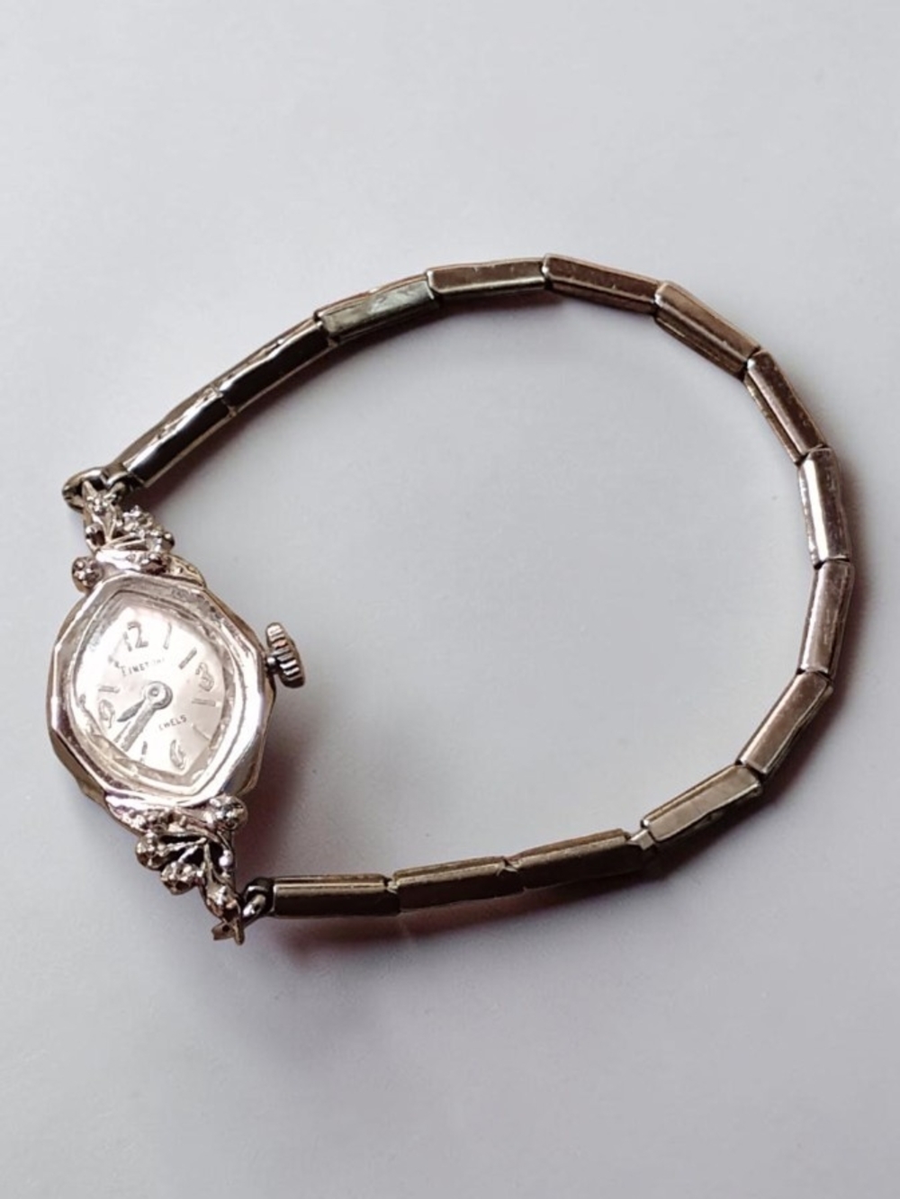 Vintage Timetone 17 Jewels Cocktail Watch - Dainty Silver Mechanical Wristwatch